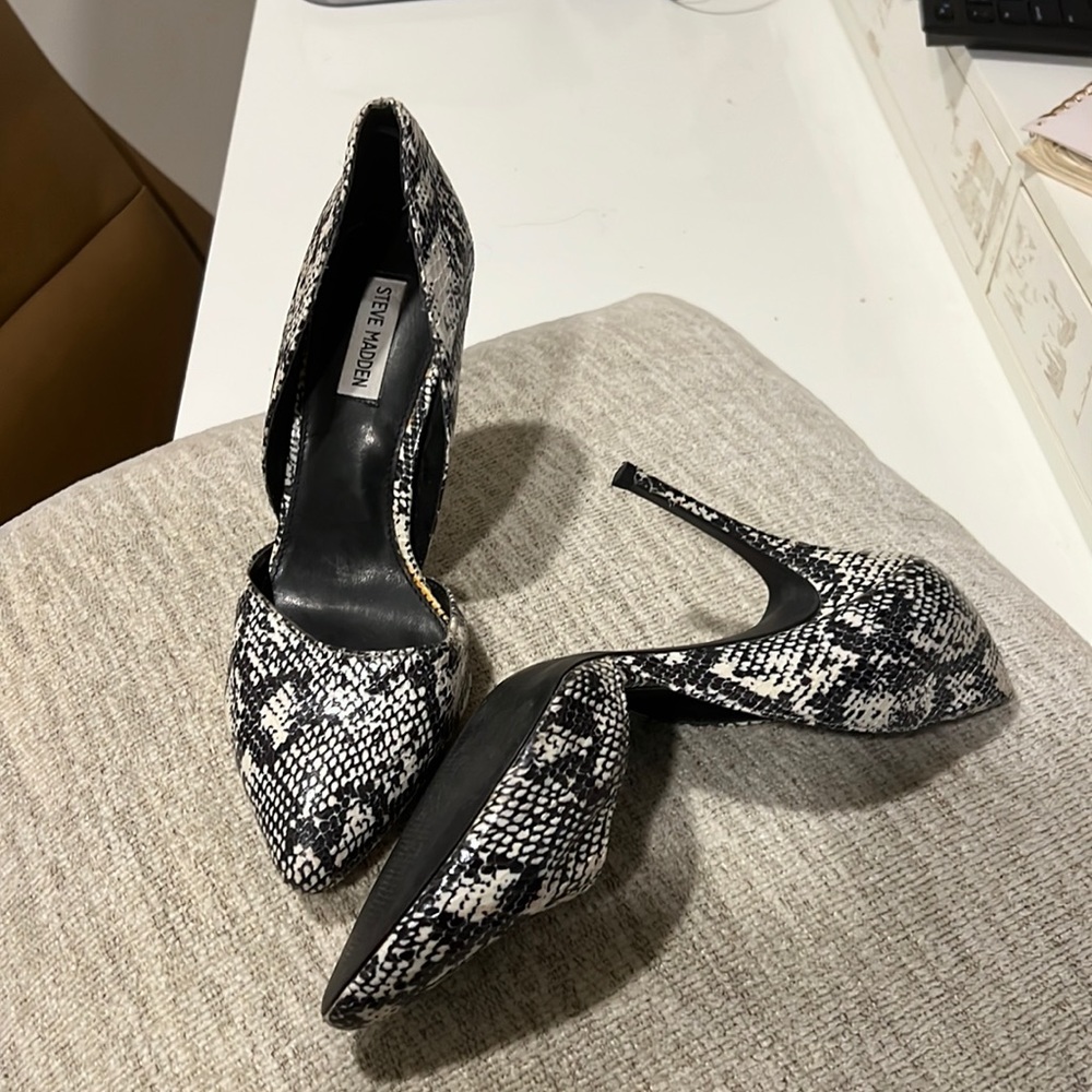 Steve Madden, black and white python leather